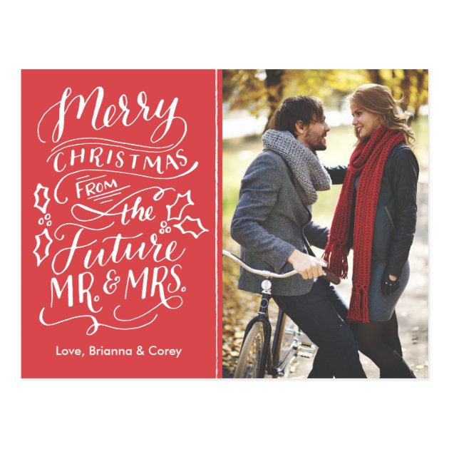 Christmas Future Mr. And Mrs. Photo Save The Date Postcard