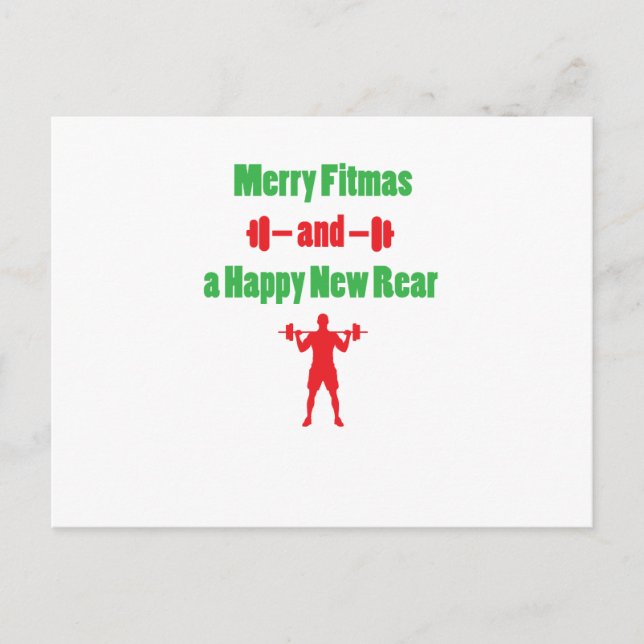 Christmas Fuuny Merry Fitmas and a Happy New Rear Holiday Postcard (Front)