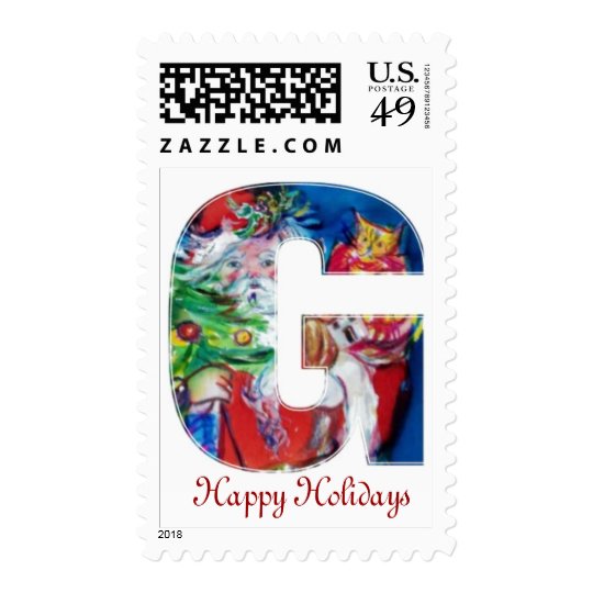 CHRISTMAS G LETTER / SANTA WITH CHRISTMAS MONOGRAM POSTAGE
