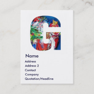 CHRISTMAS G LETTER / SANTA WITH CHRISTMAS TREE BUSINESS CARD