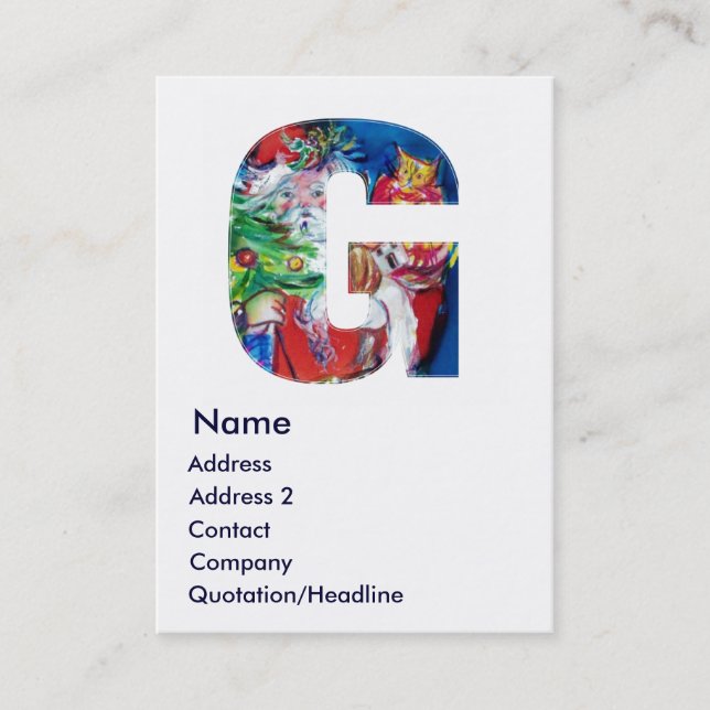 CHRISTMAS G LETTER / SANTA WITH CHRISTMAS TREE BUSINESS CARD (Front)