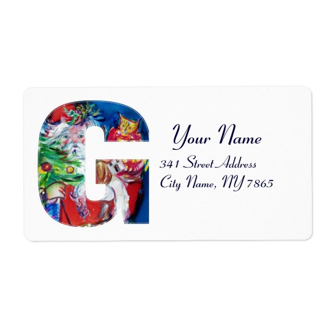 CHRISTMAS G LETTER / SANTA WITH CHRISTMAS TREE LABEL (Front)