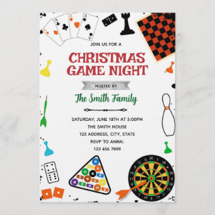 Christmas Game night party invitation