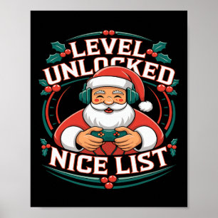 Christmas Gamer Boys Nice List Video Game Santa Xm Poster