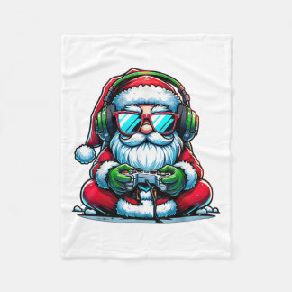 Christmas Gamer Boys Video Game Santa Xmas _1 Fleece Blanket