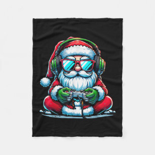 Christmas Gamer Boys Video Game Santa Xmas Fleece Blanket