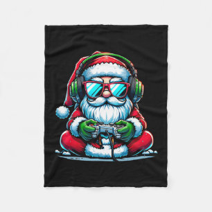Christmas Gamer Boys Video Game Santa Xmas Fleece Blanket