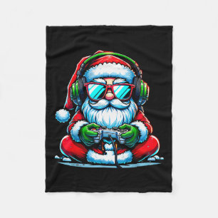 Christmas Gamer Boys Video Game Santa Xmas Fleece Blanket