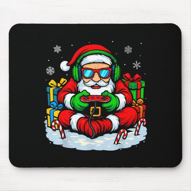 Christmas Gamer Boys Video Game Xmas Funny Santa G Mouse Pad (Front)