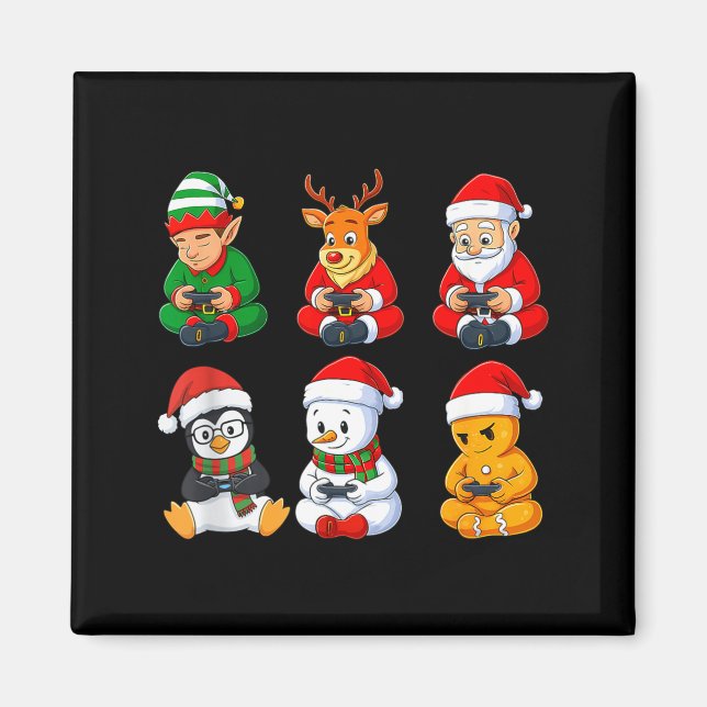 Christmas Gamer Boys Video Games Santa Elf Reindee Magnet (Front)