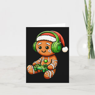 Christmas Gamer Gingerbread Santa Hat Xmas Gaming Card