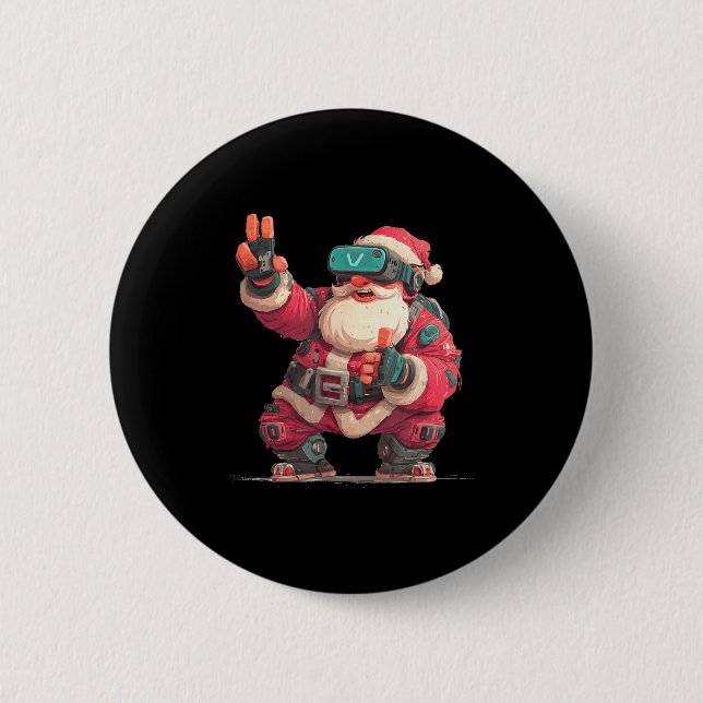 Christmas Gamer Look With This Cool Vr Santa Claus Button (Front)