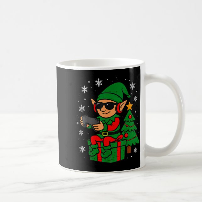 Christmas Gamer Retro Elf Funny Xmas Gaming Boys K Coffee Mug (Right)