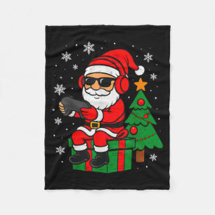 Christmas Gamer Retro Santa Funny Xmas Gaming Men Fleece Blanket