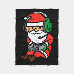 Christmas Gamer Santa Xmas Gaming Men Boys Kids Yo Fleece Blanket