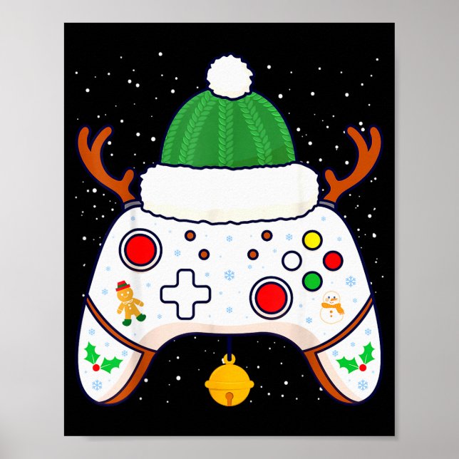 Christmas Gamer Video Game Controller Gamepad  Poster (Front)