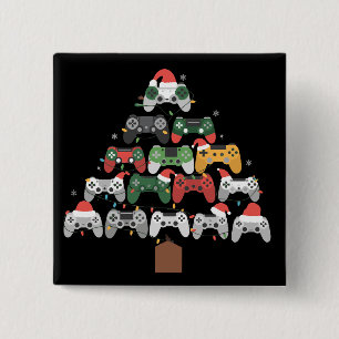 Christmas Gaming Tree Gamers Gamer Xmas Gifts  Button
