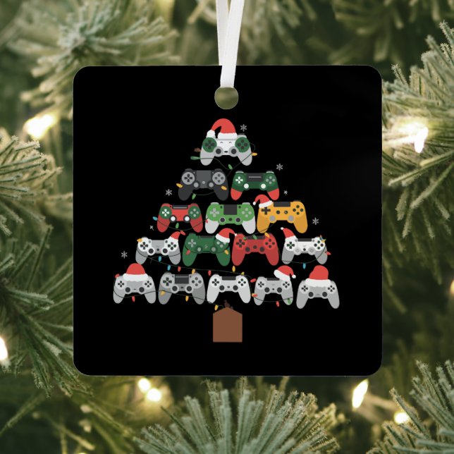 Christmas Gaming Tree Gamers Gamer Xmas Gifts  Metal Ornament (Insitu)