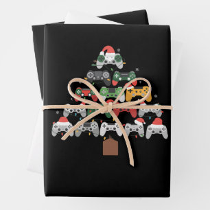 Christmas Gaming Tree Gamers Gamer Xmas Gifts Wrapping Paper Sheets
