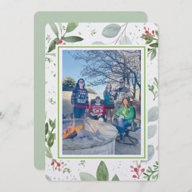 Christmas Garden Family Photo Holiday Card (Front/Back)