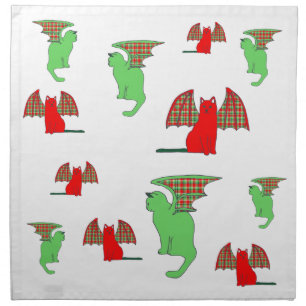 Christmas Gargoyle Kitties on White napkins