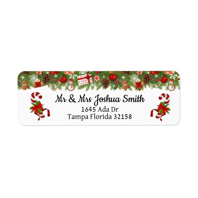 Christmas Garland and Candy Canes Label (Front)