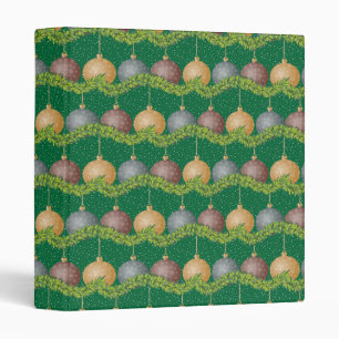 Christmas garland and ornaments holiday pattern 3 ring binder