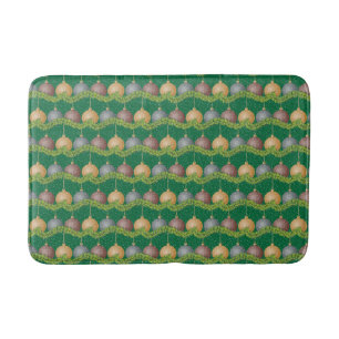 Christmas garland and ornaments holiday pattern bath mat