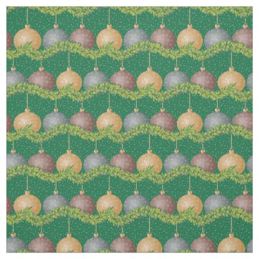 Christmas garland and ornaments holiday pattern fabric