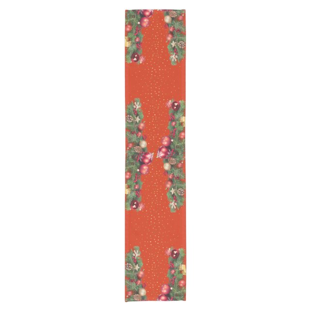 Christmas Garland and Ornaments Table Runner (Front)