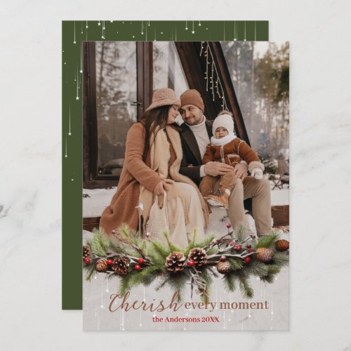 Christmas Garland and Shooting Stars Cherish the Holiday Card