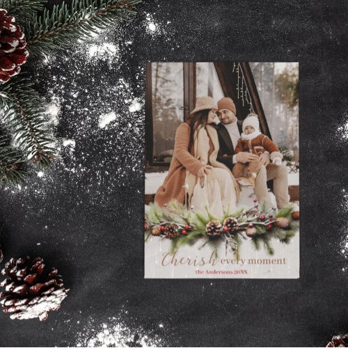 Christmas Garland and Shooting Stars Cherish the Holiday Card