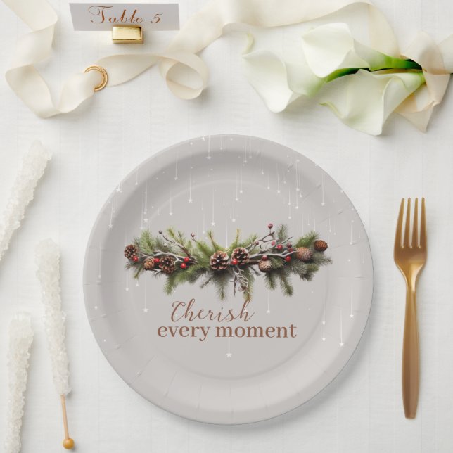 Christmas Garland and Shooting Stars Cherish the Paper Plates (Wedding)