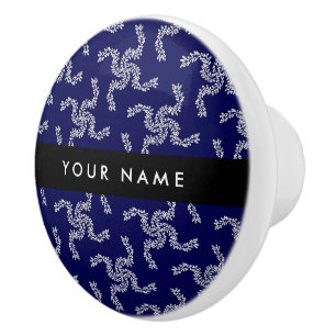 Christmas Garland, Blue, Your name, Personalize Ceramic Knob