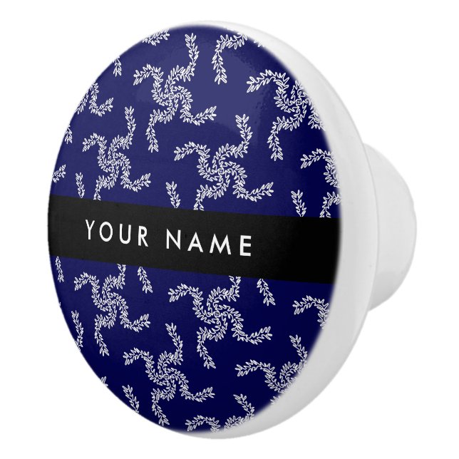 Christmas Garland, Blue, Your name, Personalize Ceramic Knob (Right)