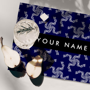 Christmas Garland, Blue, Your name, Personalize Cloth Placemat