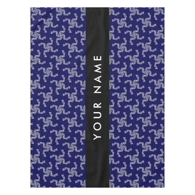 Christmas Garland, Blue, Your name, Personalize Tablecloth (Front)