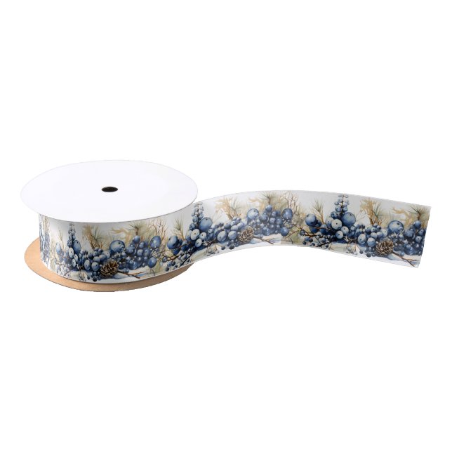 Christmas Garland Blueberries Pine Cones   Satin Ribbon (Spool)