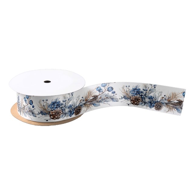 Christmas Garland Blueberries Pine Cones   Satin Ribbon (Spool)