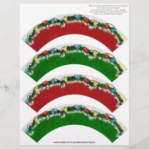 Christmas Garland Cupcake Cosie - RED and GREEN