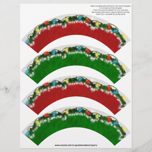 Christmas Garland Cupcake Cosie - RED and GREEN (Front)