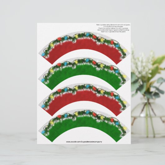Christmas Garland Cupcake Cosie - RED and GREEN (Standing Front)
