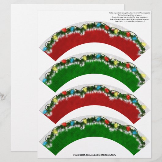 Christmas Garland Cupcake Cosie - RED and GREEN (Front/Back)
