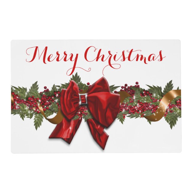 Christmas garland elegant red gold placemat (Front)