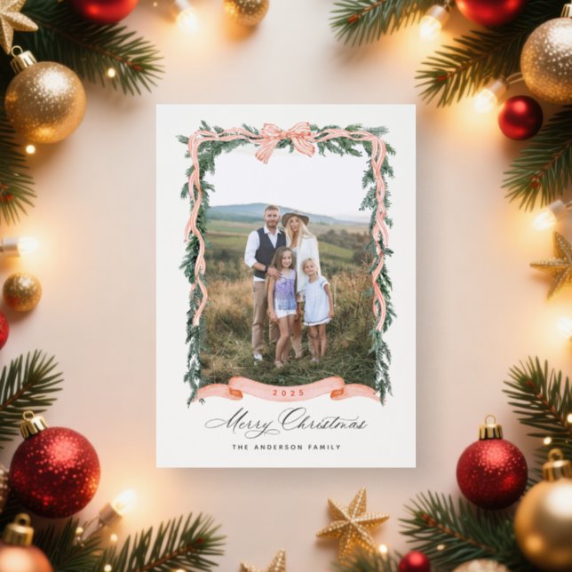 Christmas Garland Frame Letterpress Photo Cards (Insitu)