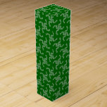 Christmas Garland Green, Christmas Decoration Wine Box<br><div class="desc">Elegant,  stylish and sophisticated pattern with white garlands on green background. Modern and trendy gift,  perfect for Christmas or New Year's celebration.</div>
