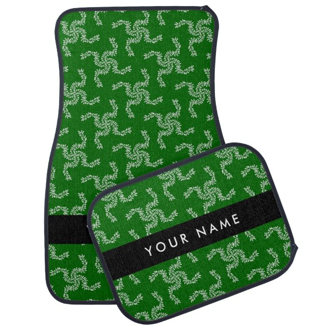 Christmas Garland, Green, Your name, Personalize Car Floor Mat (Set)