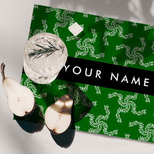 Christmas Garland, Green, Your name, Personalize Cloth Placemat