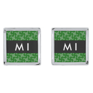 Christmas Garland, Green, Your name, Personalize Cufflinks