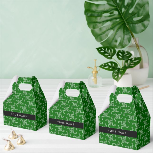 Christmas Garland, Green, Your name, Personalize Favor Boxes (Multiple)